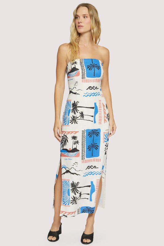 Paradiso Maxi Dress Cream Blue