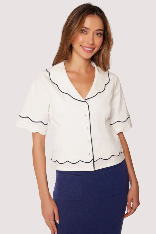 Zephyra Top - Off White Navy