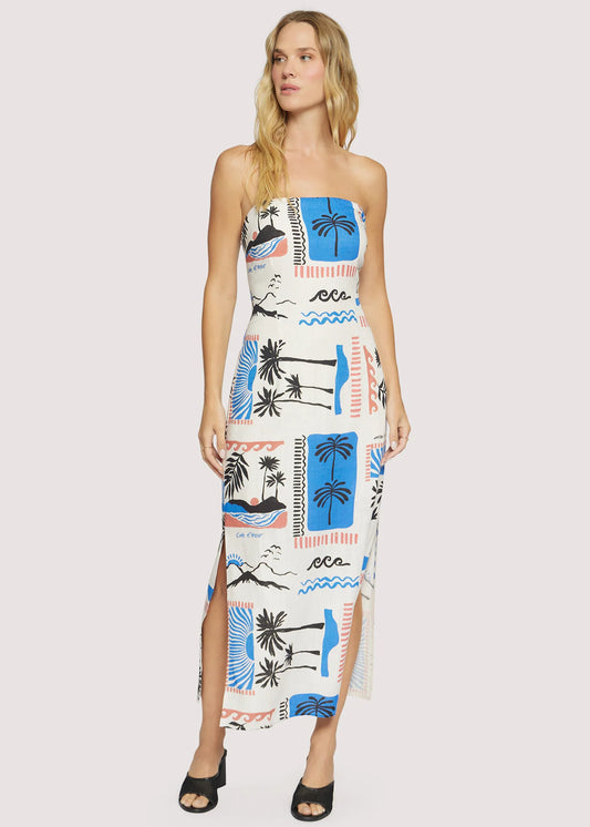 Paradiso Maxi Dress Cream Blue