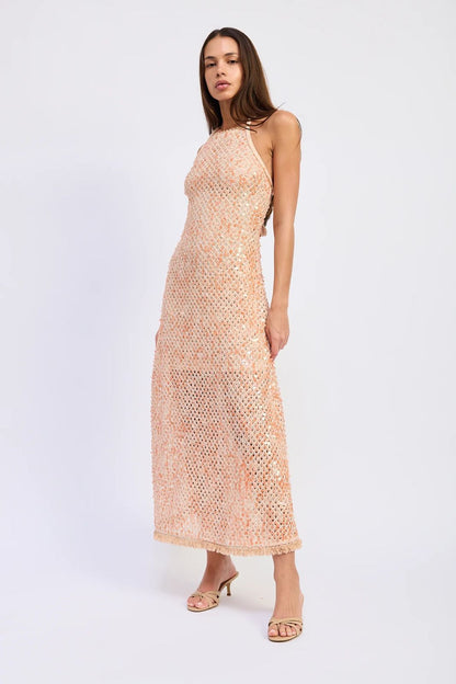 Adisson Sequin Dress Peach