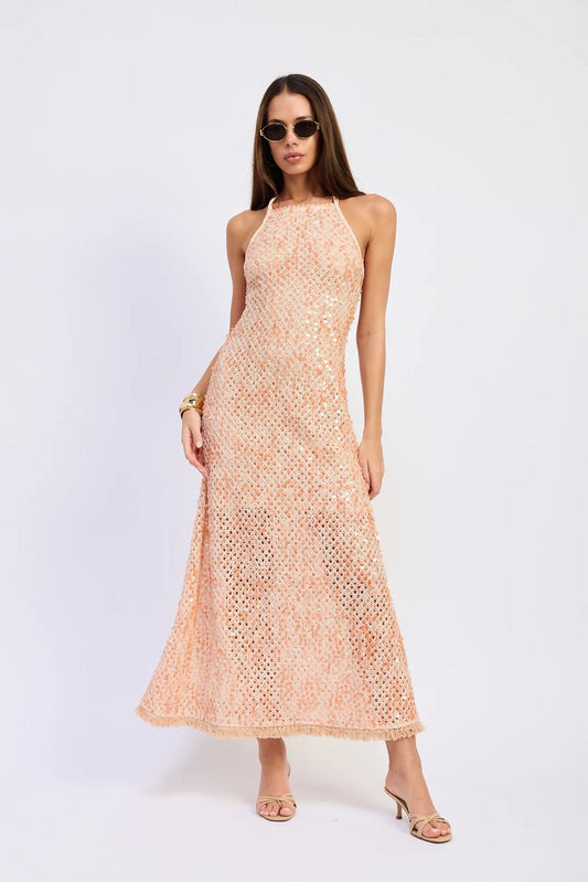 Adisson Sequin Dress Peach