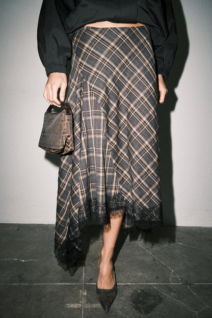 Iselin Skirt Tan Plaid