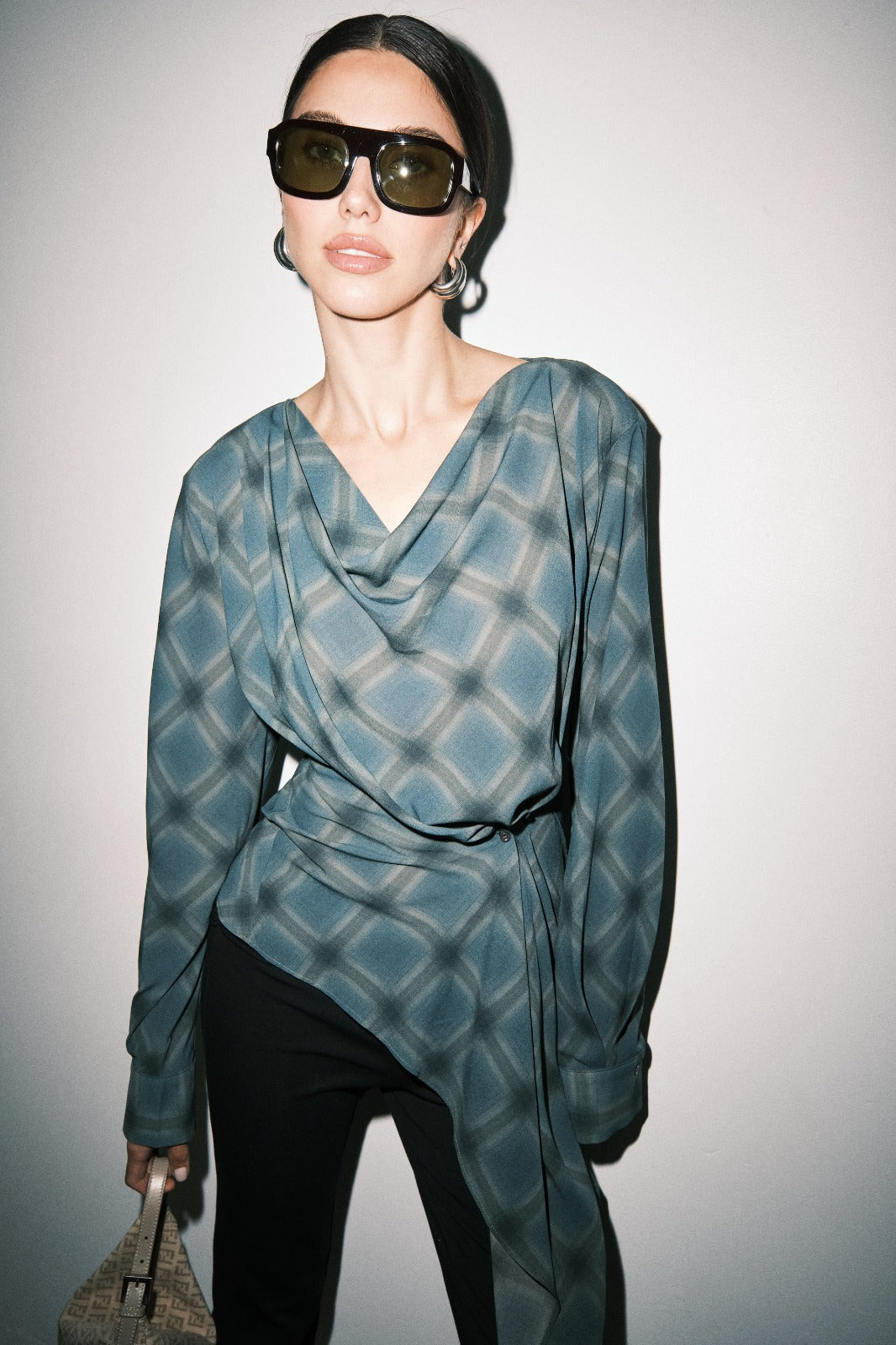 Ophalia Top Teal Plaid