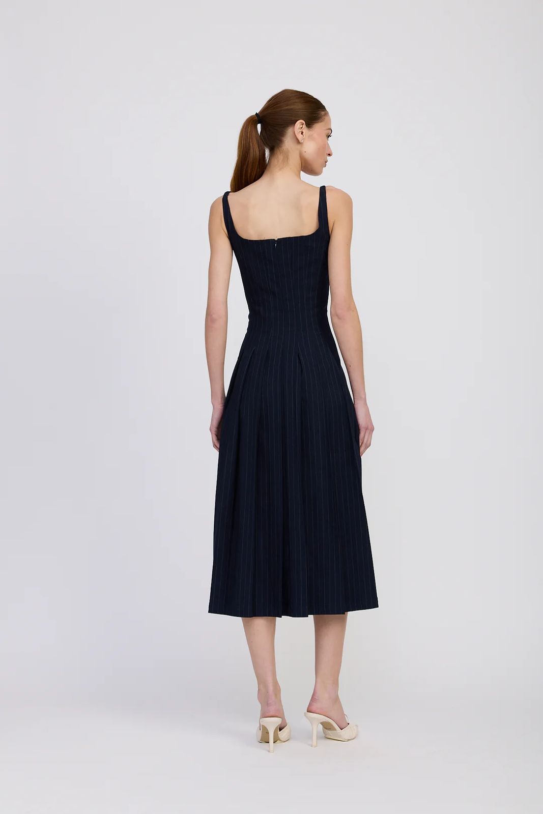 Prudence Midi Dress Navy White