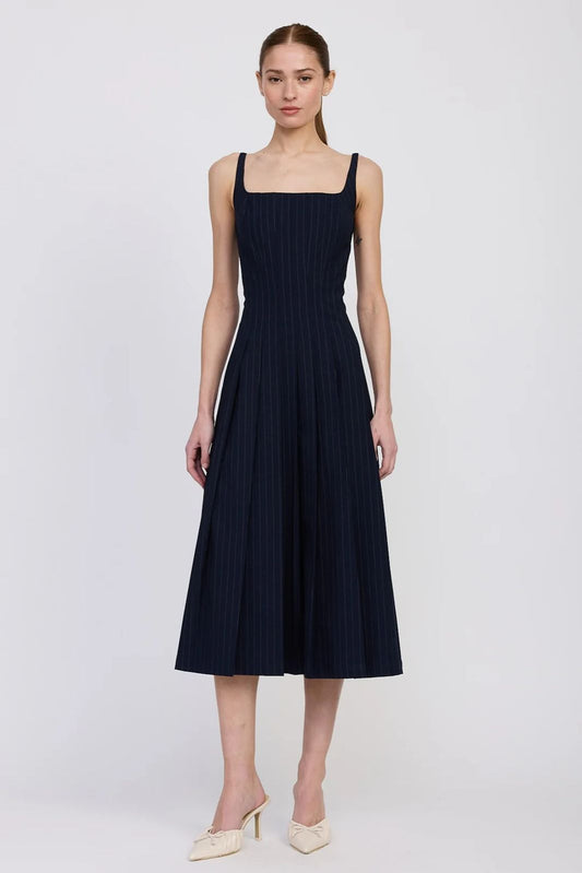Prudence Midi Dress Navy White