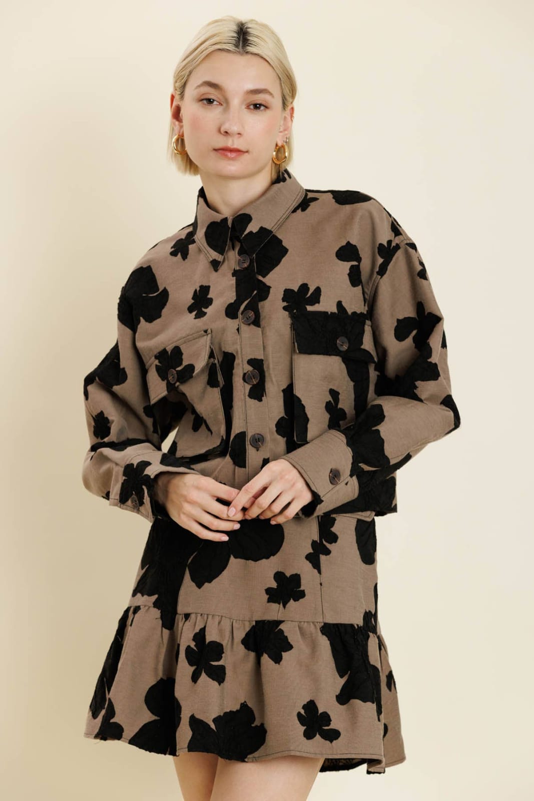 Jacquard Two Piece Set Taupe