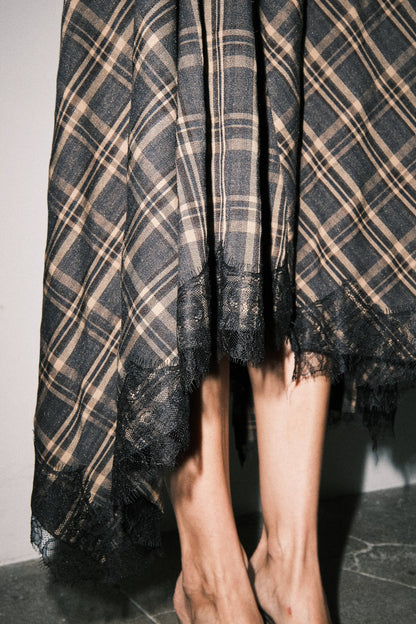 Iselin Skirt Tan Plaid