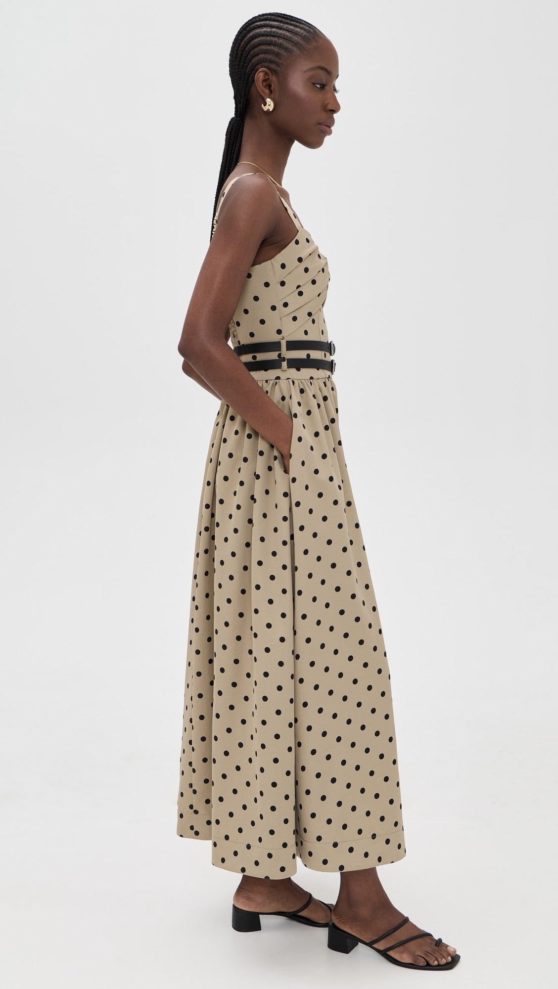Adriana Midi Dress Tan Black