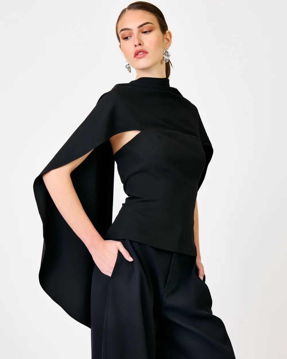 Silly Drape Top Black